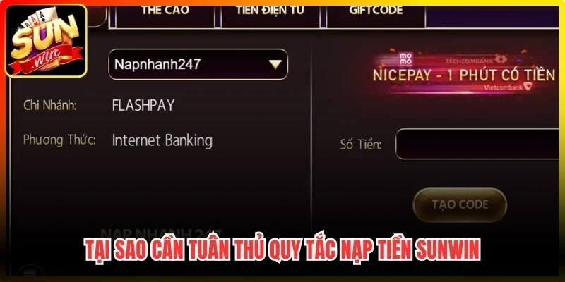 Tại sao cần tuân thủ quy tắc nạp tiền Sunwin