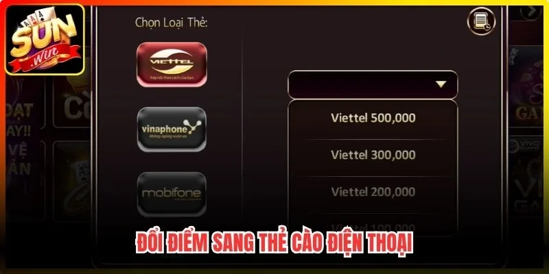 Đổi điểm thẻ cào điện thoại